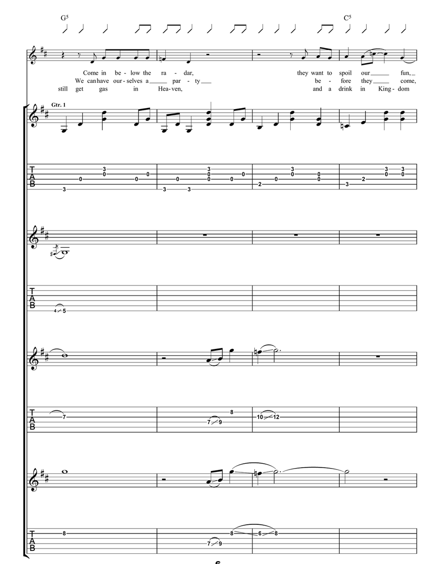 Cleaning My Gun Guitar Tablature scores gallery preview page 6