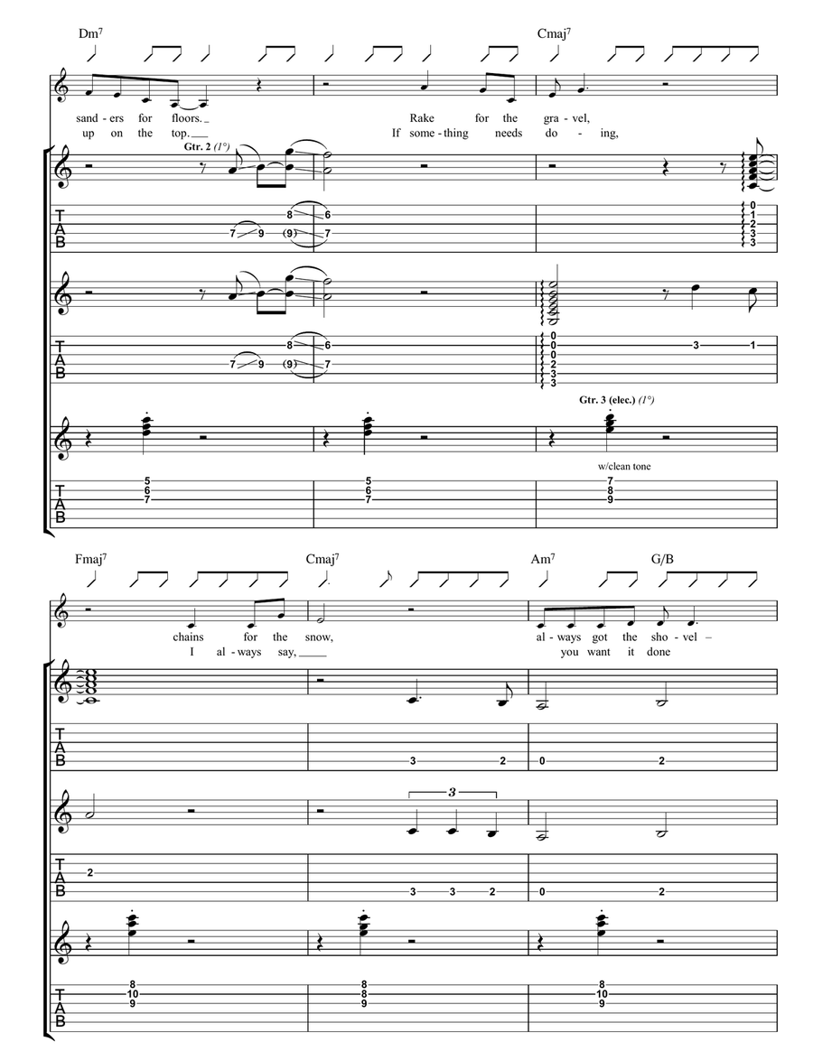 Hard Shoulder Guitar Tablature scores gallery preview page 2