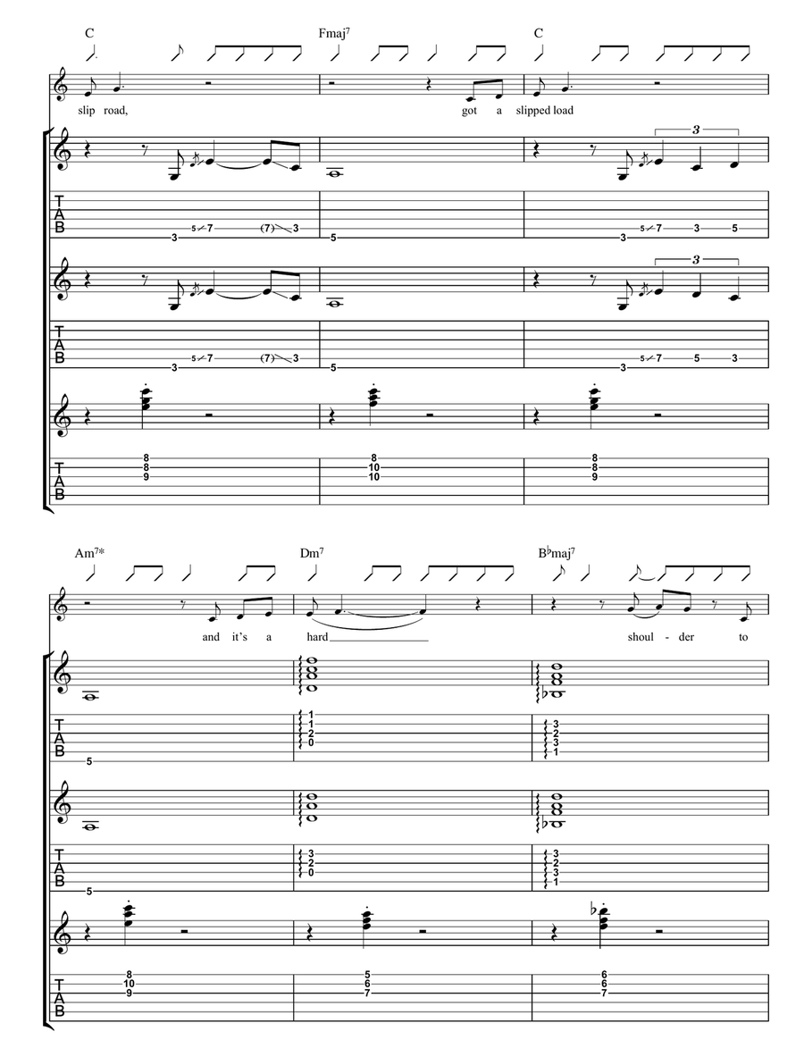 Hard Shoulder Guitar Tablature scores gallery preview page 4