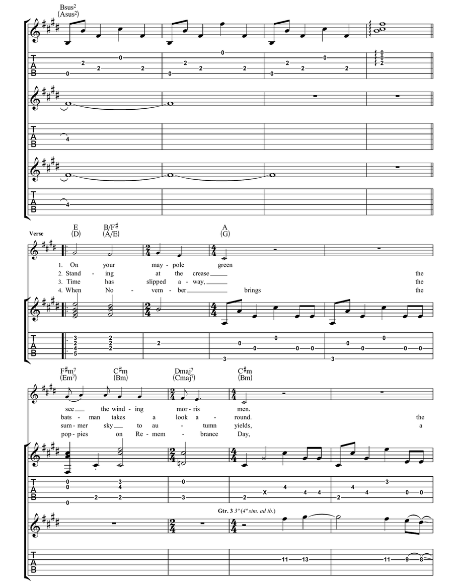 Remembrance Day Guitar Tablature scores gallery preview page 3