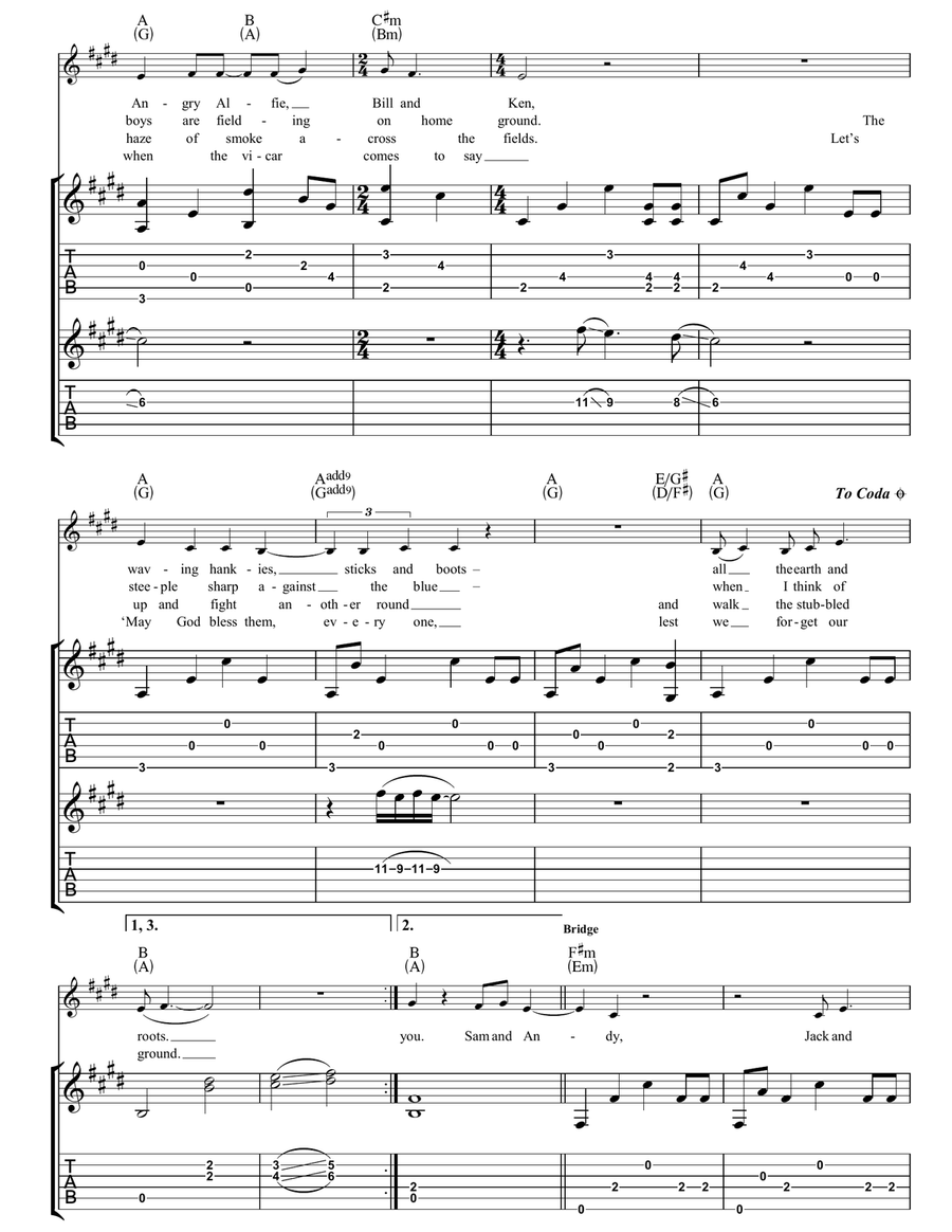 Remembrance Day Guitar Tablature scores gallery preview page 4