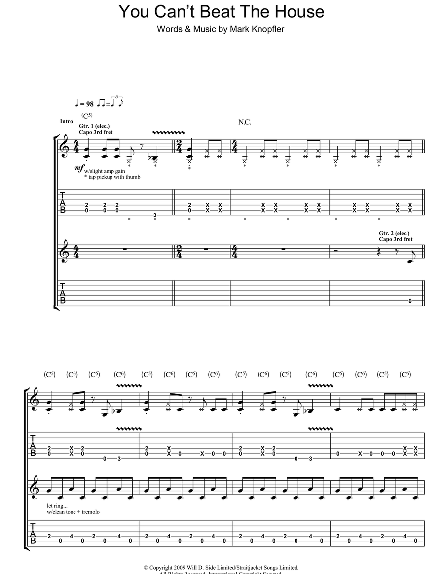 You Can't Beat The House Guitar Tablature scores gallery preview page 1