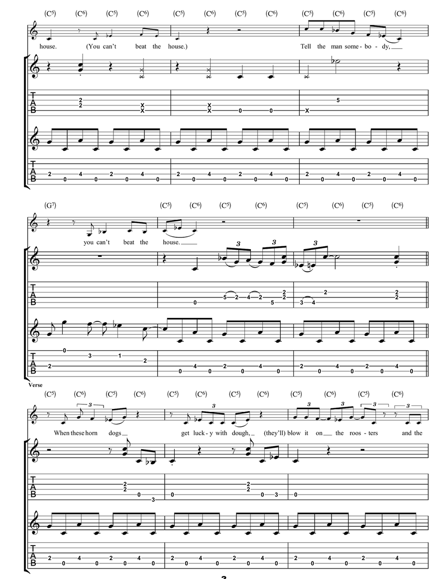 You Can't Beat The House Guitar Tablature scores gallery preview page 3