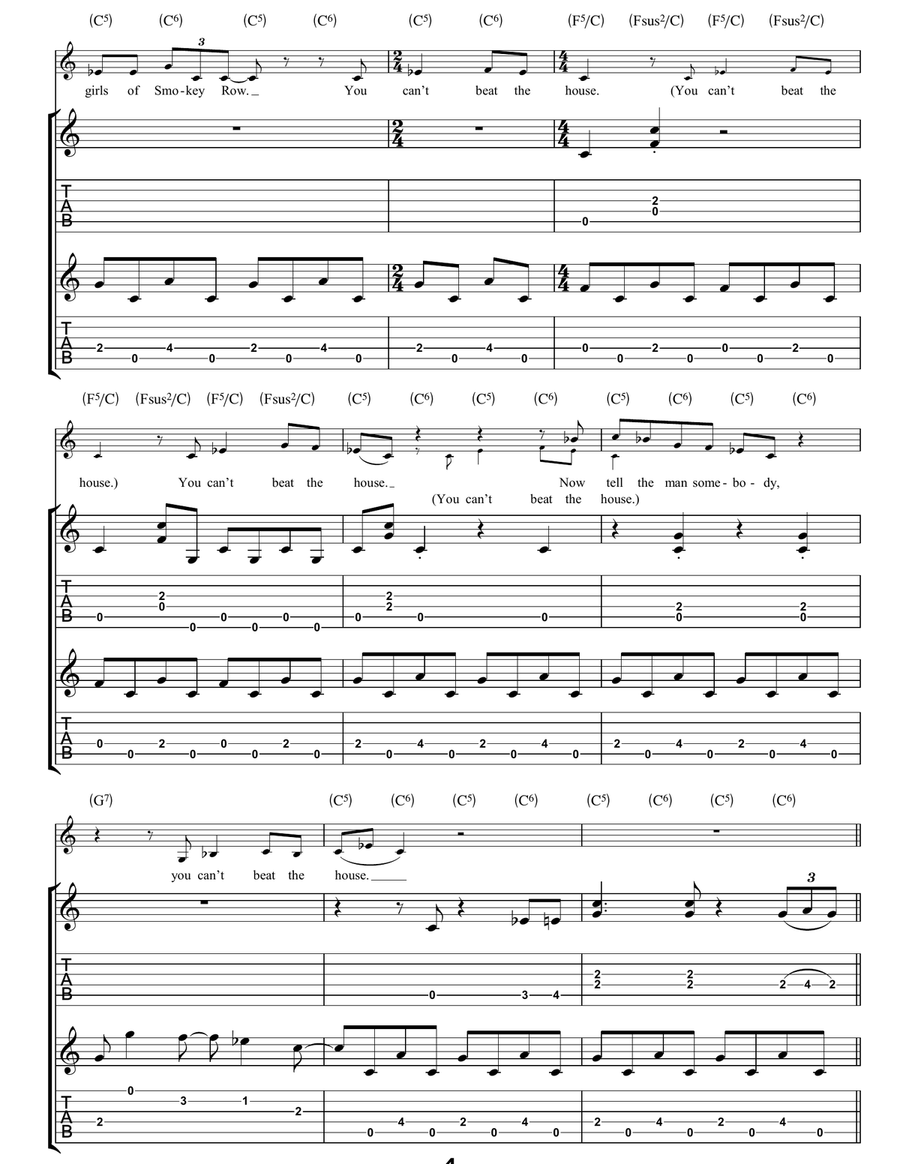 You Can't Beat The House Guitar Tablature scores gallery preview page 4