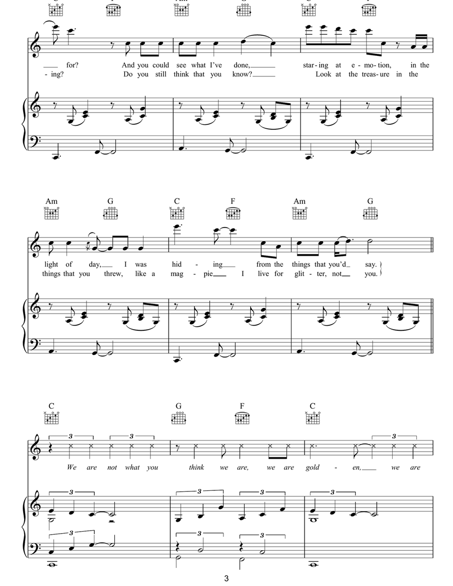 We Are Golden We Are Golden Piano, Vocal, Guitar scores gallery preview page 3
