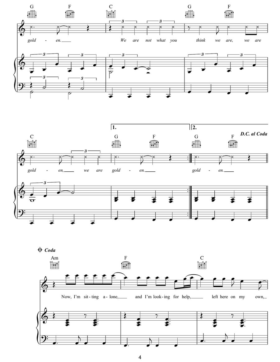 We Are Golden We Are Golden Piano, Vocal, Guitar scores gallery preview page 4