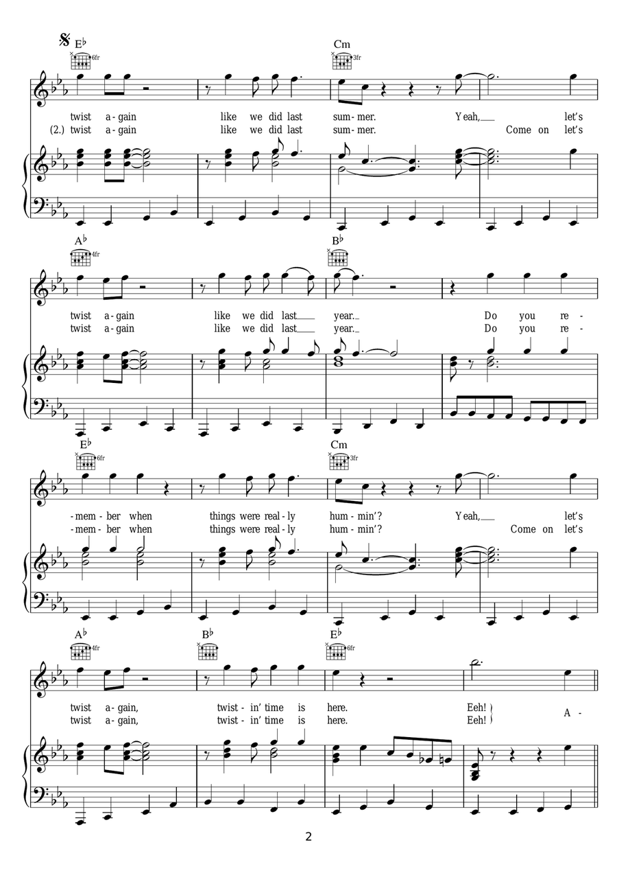 Let's Twist Again Let's Twist Again Piano, Vocal, Guitar scores gallery preview page 2