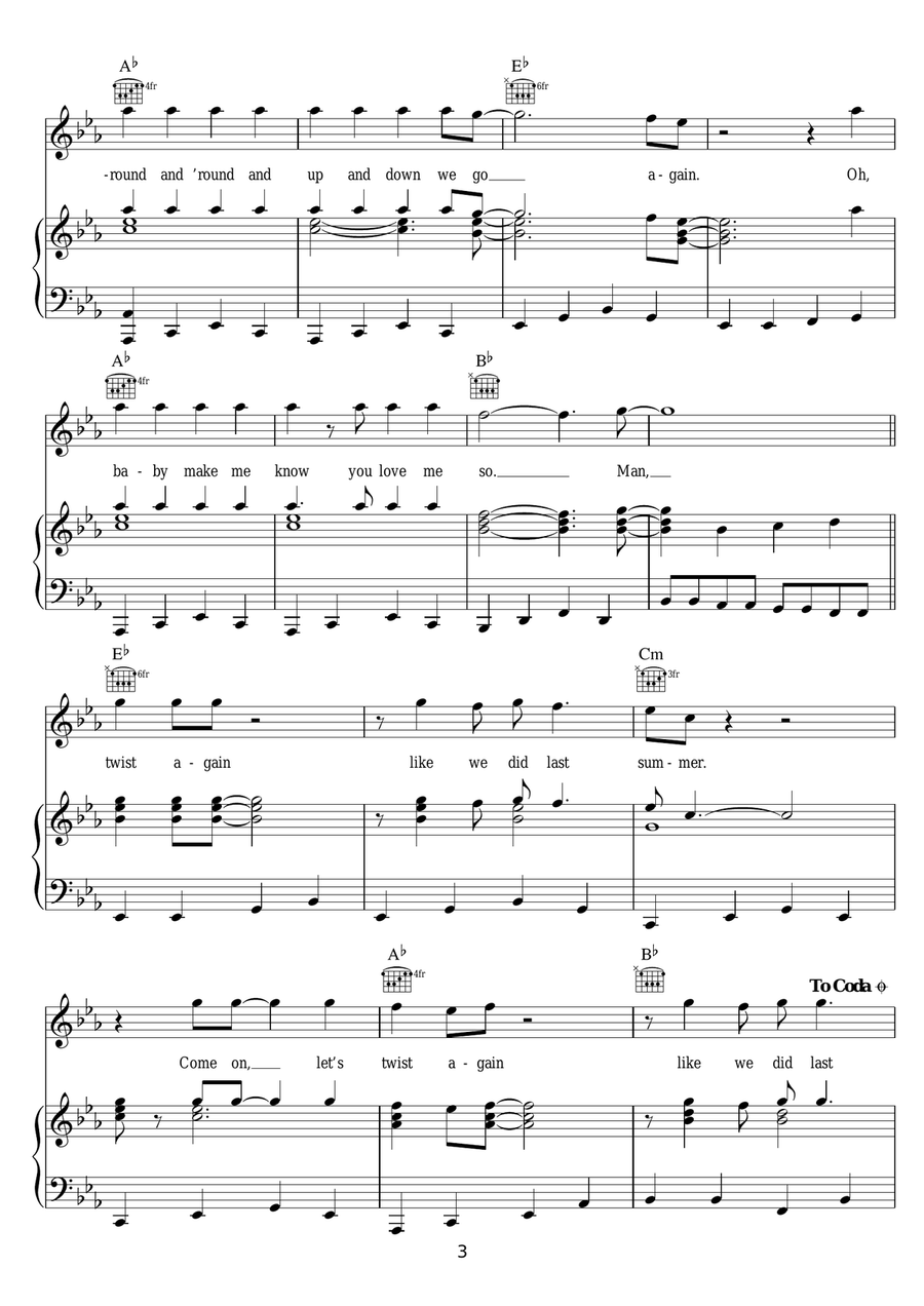 Let's Twist Again Let's Twist Again Piano, Vocal, Guitar scores gallery preview page 3
