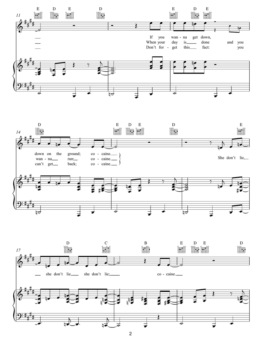 Cocaine Cocaine Acoustic Guitar scores gallery preview page 2