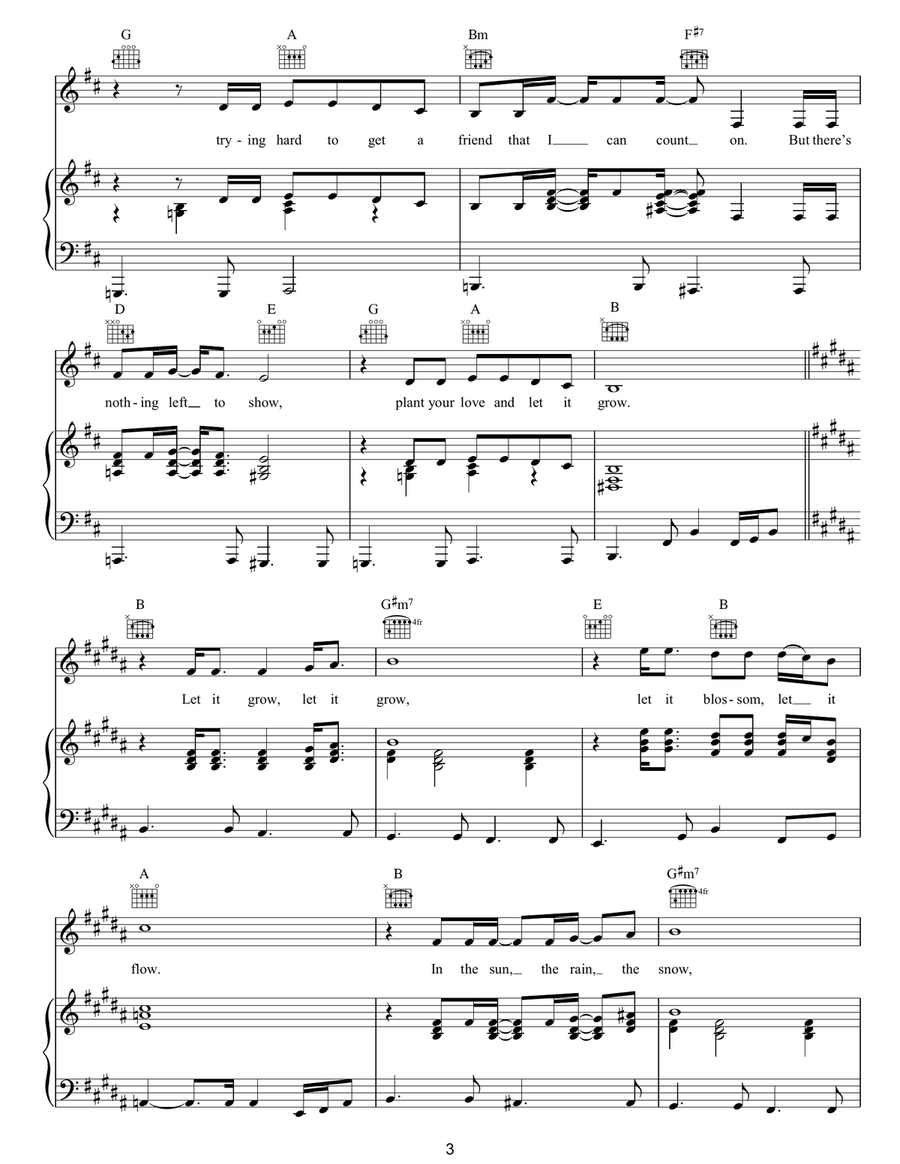 Let It Grow Let It Grow Piano, Vocal, Guitar scores gallery preview page 3