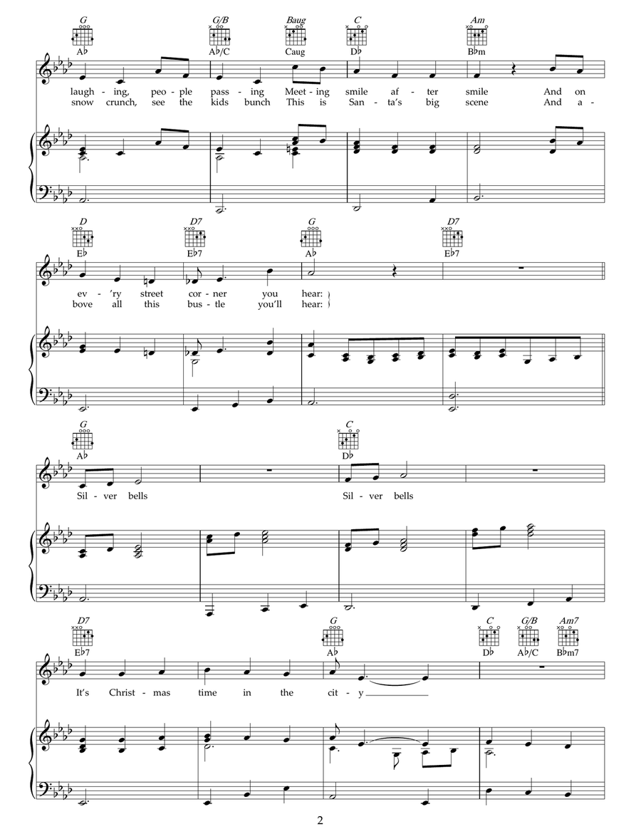 Silver Bells Silver Bells Piano, Vocal, Guitar scores gallery preview page 2