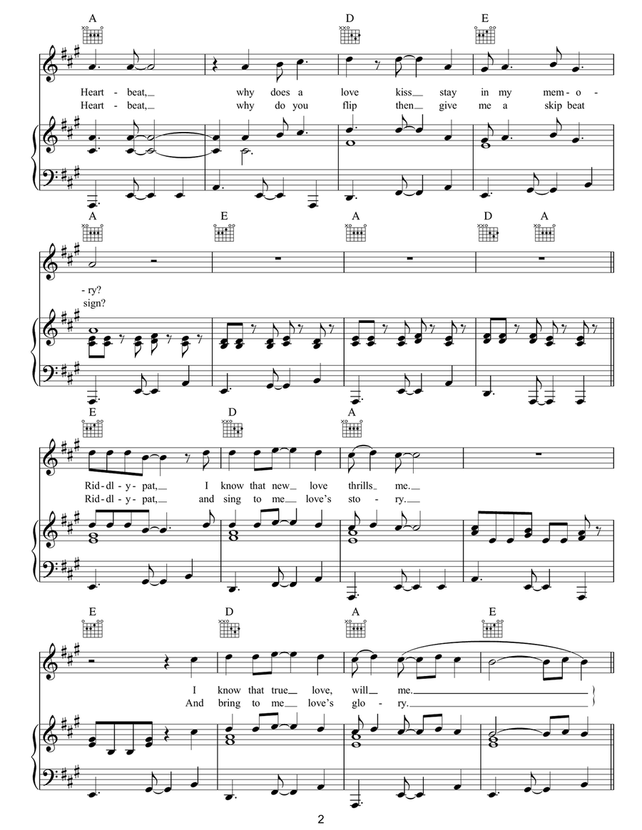 Heartbeat Heartbeat Piano, Vocal, Guitar scores gallery preview page 2