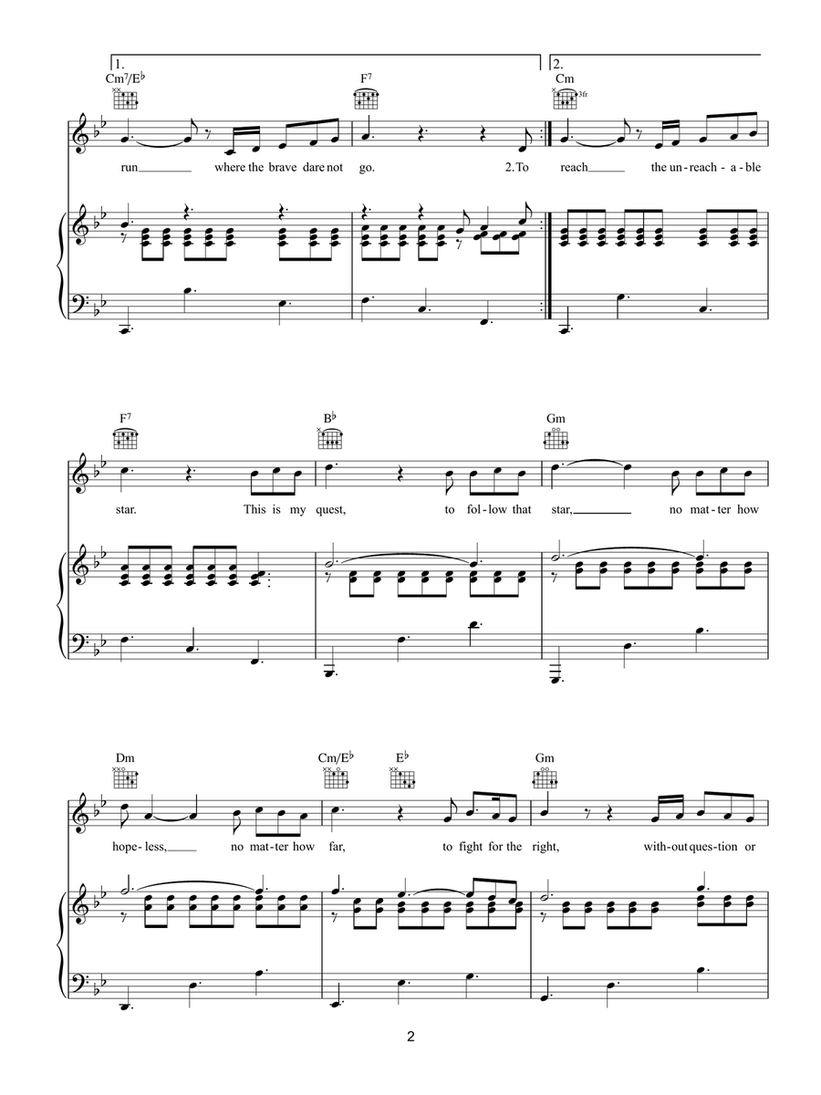 The Impossible Dream The Impossible Dream Piano, Vocal, Guitar scores gallery preview page 2