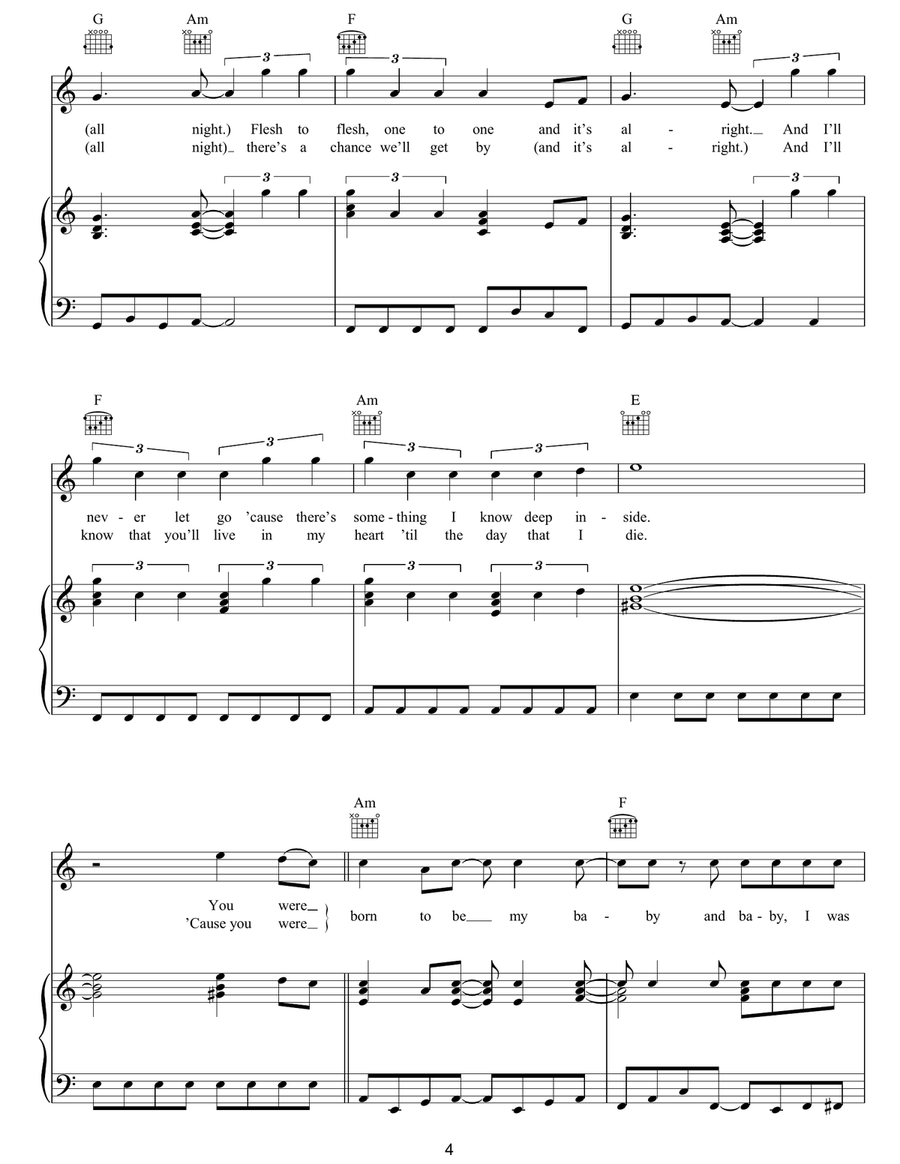 Born To Be My Baby Born To Be My Baby Piano, Vocal, Guitar scores gallery preview page 4