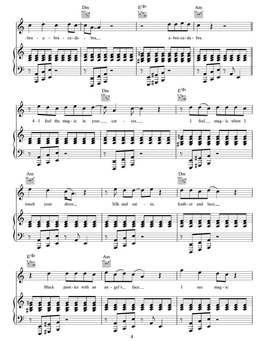 Abracadabra Abracadabra Piano, Vocal, Guitar scores gallery preview page 4
