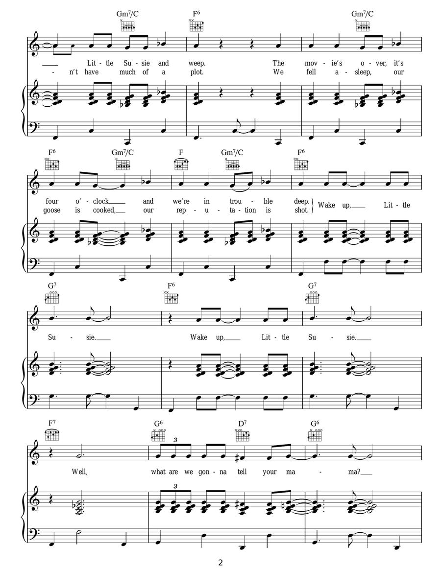 Wake Up Little Susie Wake Up Little Susie Piano, Vocal, Guitar scores gallery preview page 2