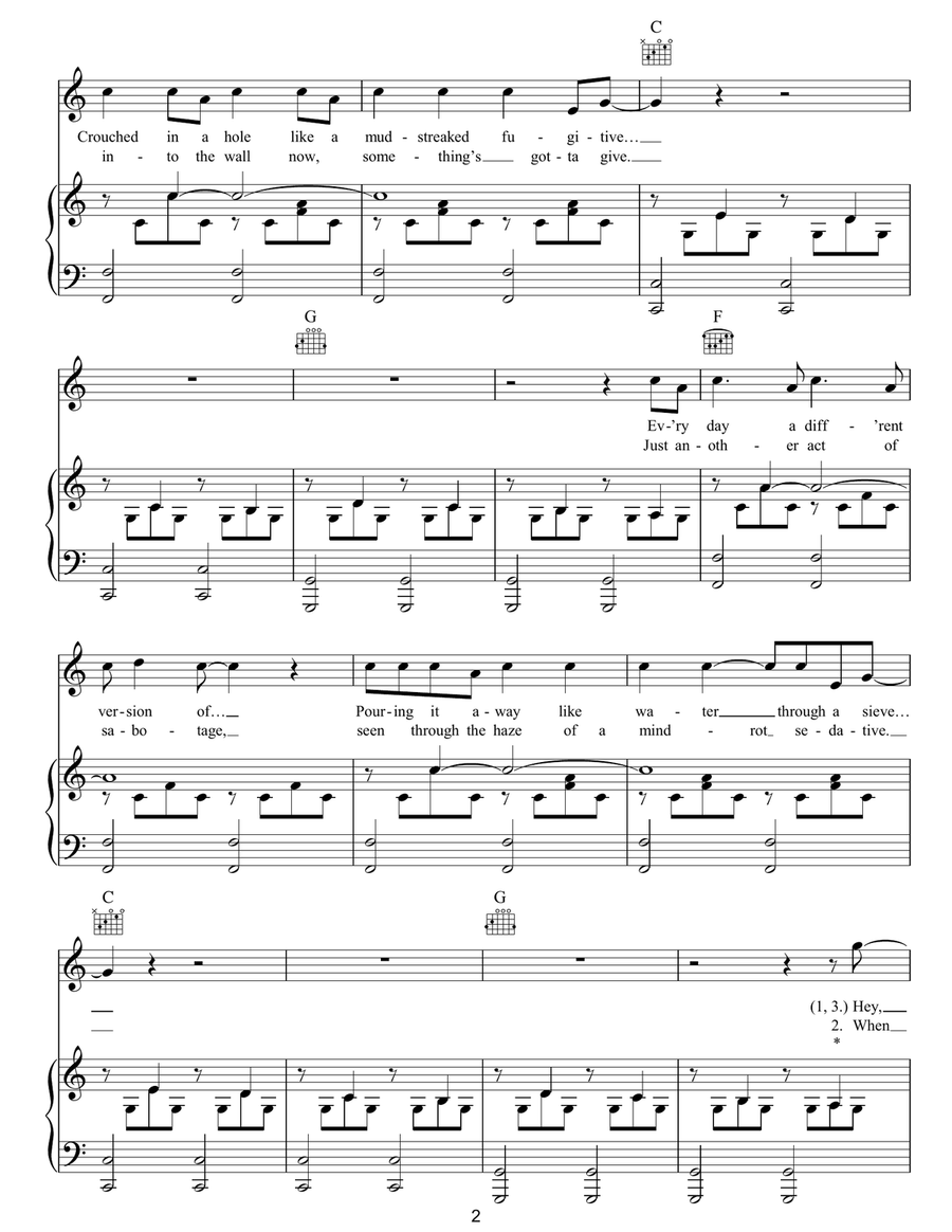 Fugitive Fugitive Piano, Vocal, Guitar scores gallery preview page 2