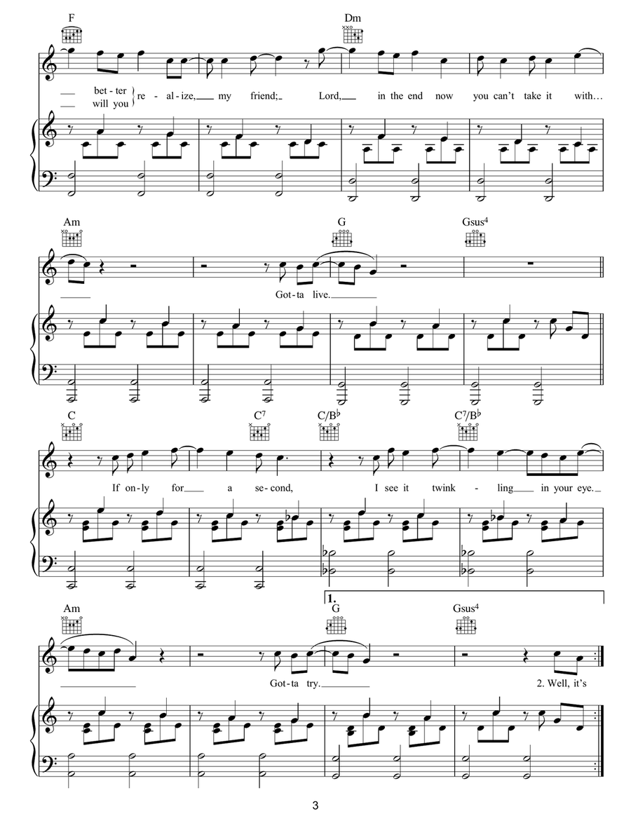 Fugitive Fugitive Piano, Vocal, Guitar scores gallery preview page 3