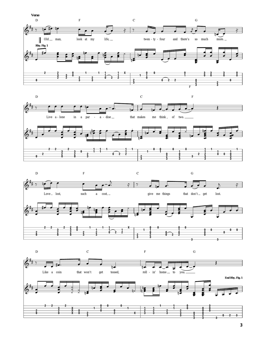 Old Man Old Man Acoustic Guitar scores gallery preview page 3