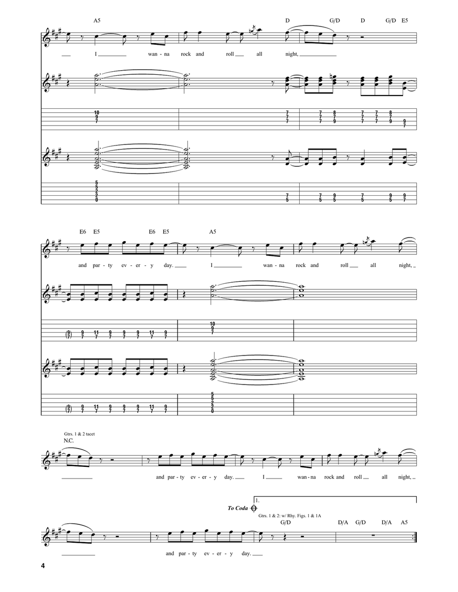 Rock And Roll All Nite Rock And Roll All Nite Acoustic Guitar scores gallery preview page 4