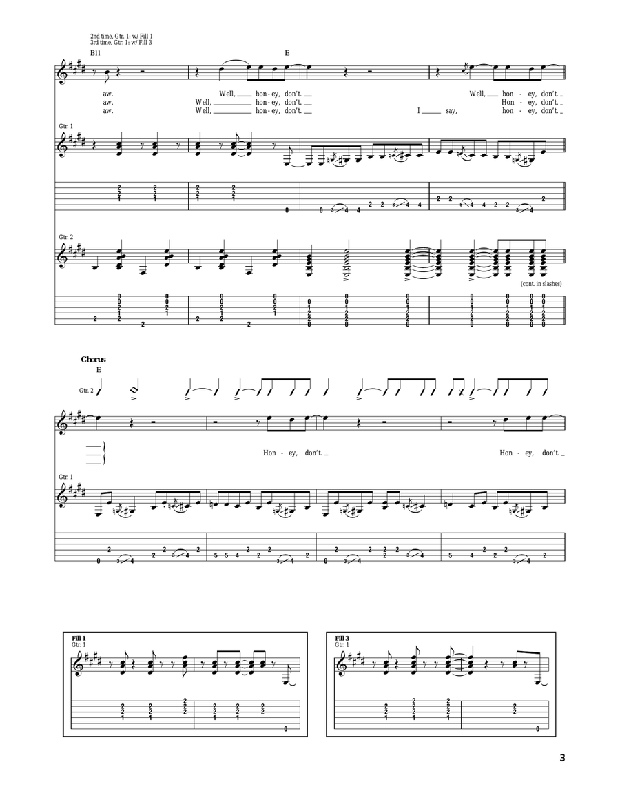 Honey Don't Honey Don't Acoustic Guitar scores gallery preview page 3
