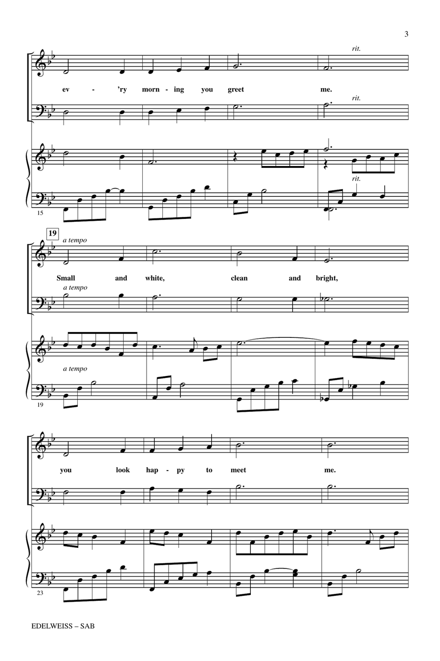 Edelweiss (from The Sound Of Music) 3-Part scores gallery preview page 2