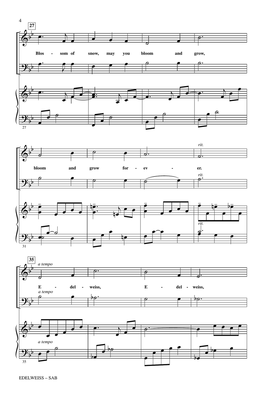 Edelweiss (from The Sound Of Music) 3-Part scores gallery preview page 3