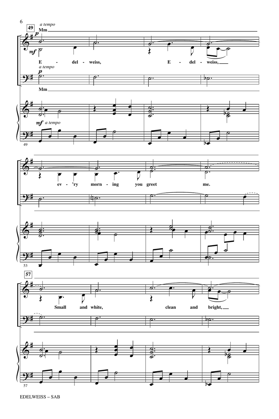 Edelweiss (from The Sound Of Music) 3-Part scores gallery preview page 5