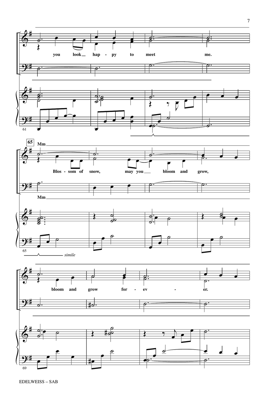 Edelweiss (from The Sound Of Music) 3-Part scores gallery preview page 6