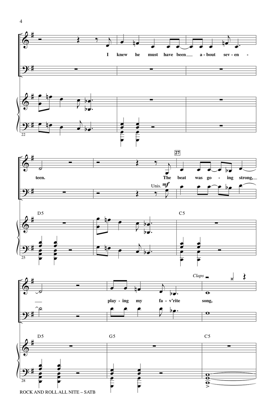 Rock And Roll All Nite (A Salute to The Heroes Of Rock) 4-Part scores gallery preview page 3