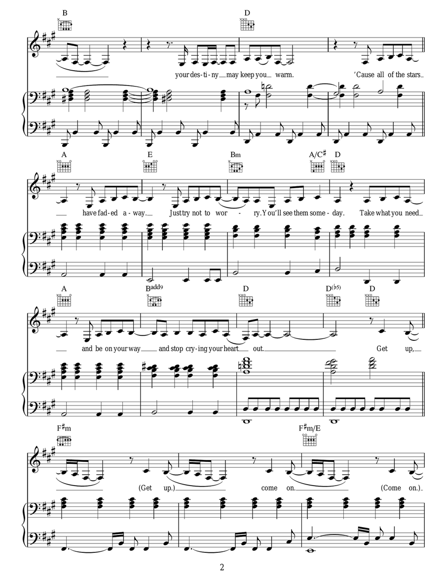 Stop Crying Your Heart Out Piano, Vocal, Guitar scores gallery preview page 2