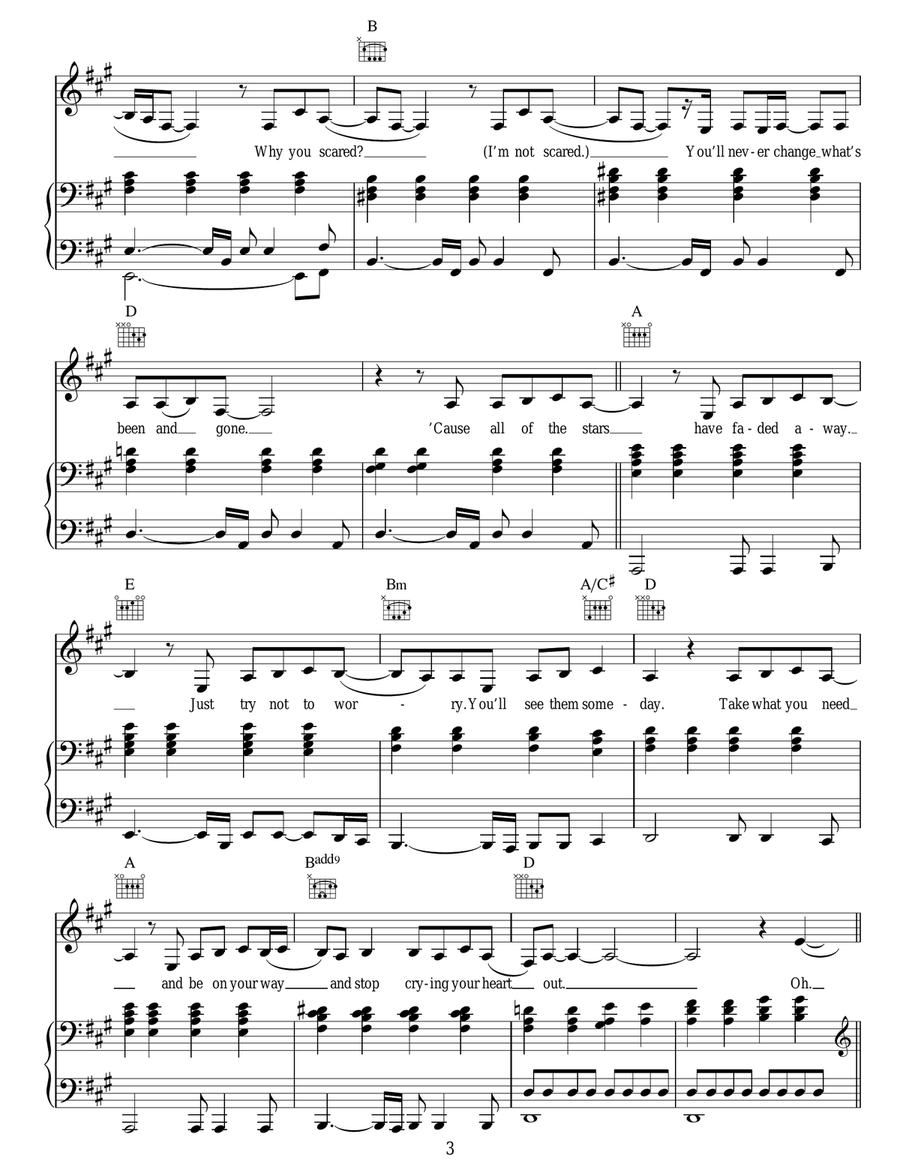 Stop Crying Your Heart Out Piano, Vocal, Guitar scores gallery preview page 3