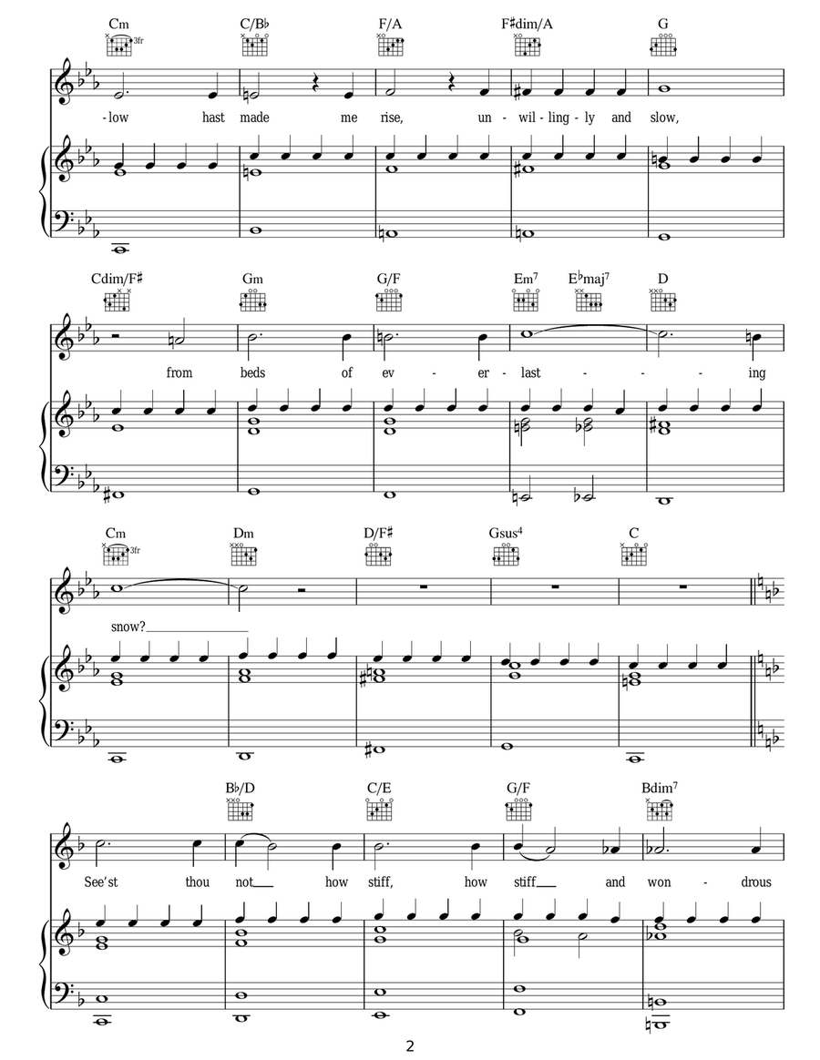 Cold Song Cold Song Piano, Vocal, Guitar scores gallery preview page 2