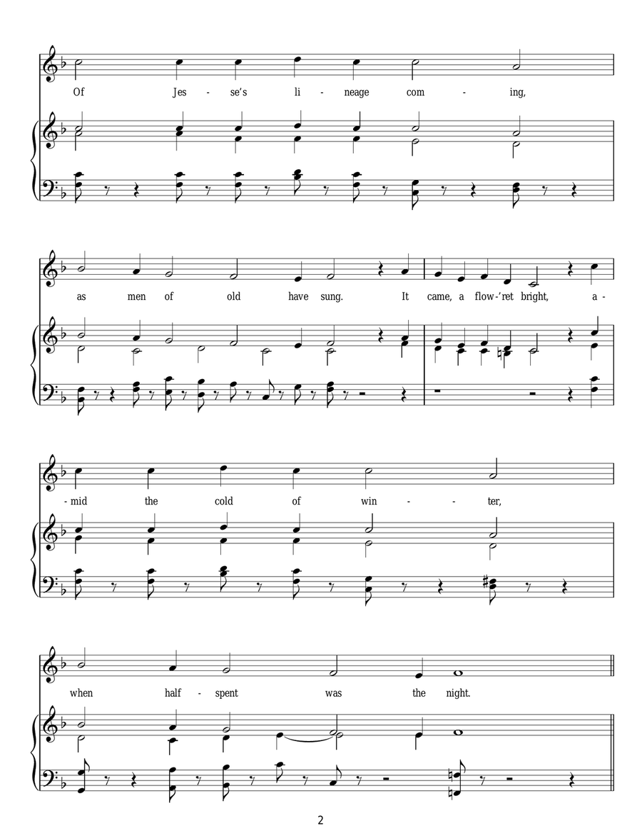 Lo, How A Rose E'er Blooming Piano, Vocal, Guitar scores gallery preview page 2