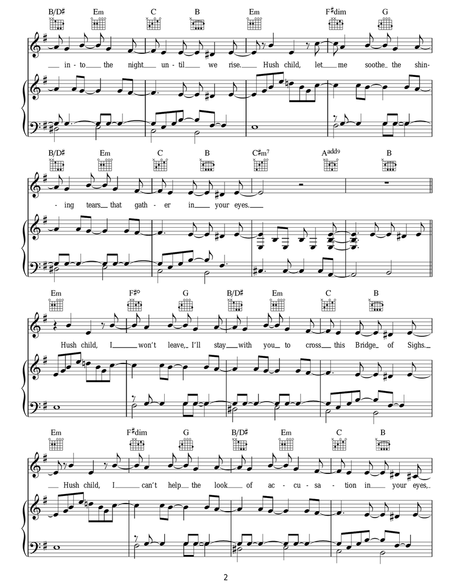 Lullaby For An Anxious Child Piano, Vocal, Guitar scores gallery preview page 2