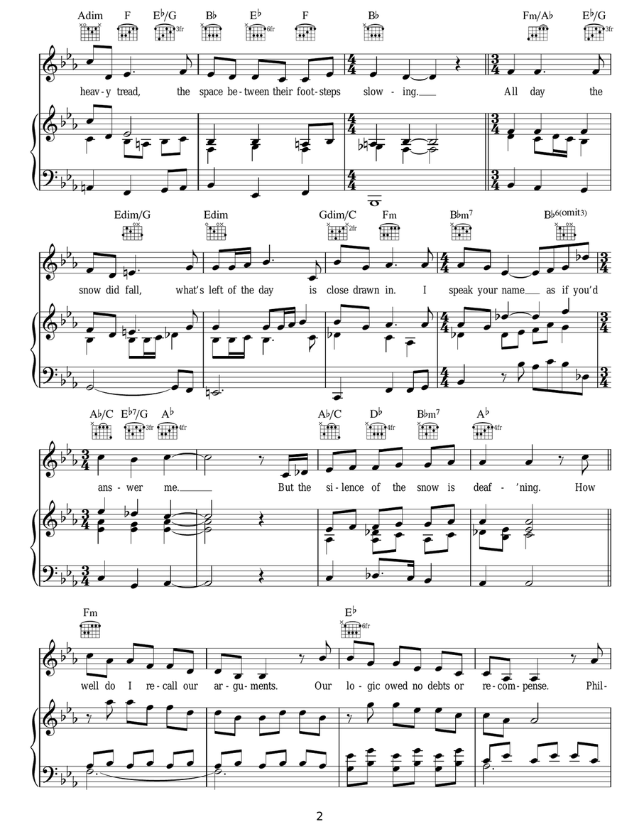 You Only Cross My Mind In Winter Piano, Vocal, Guitar scores gallery preview page 2