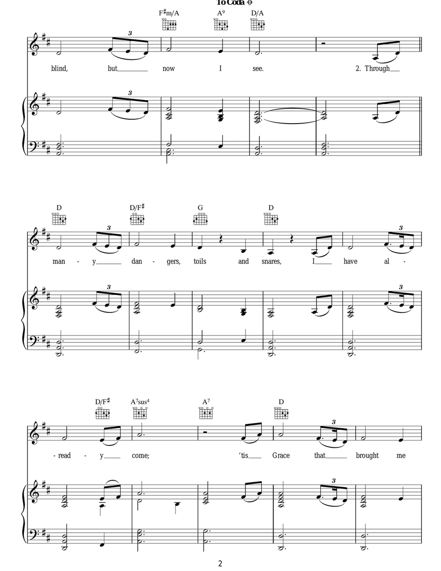 Amazing Grace Amazing Grace Piano, Vocal, Guitar scores gallery preview page 2