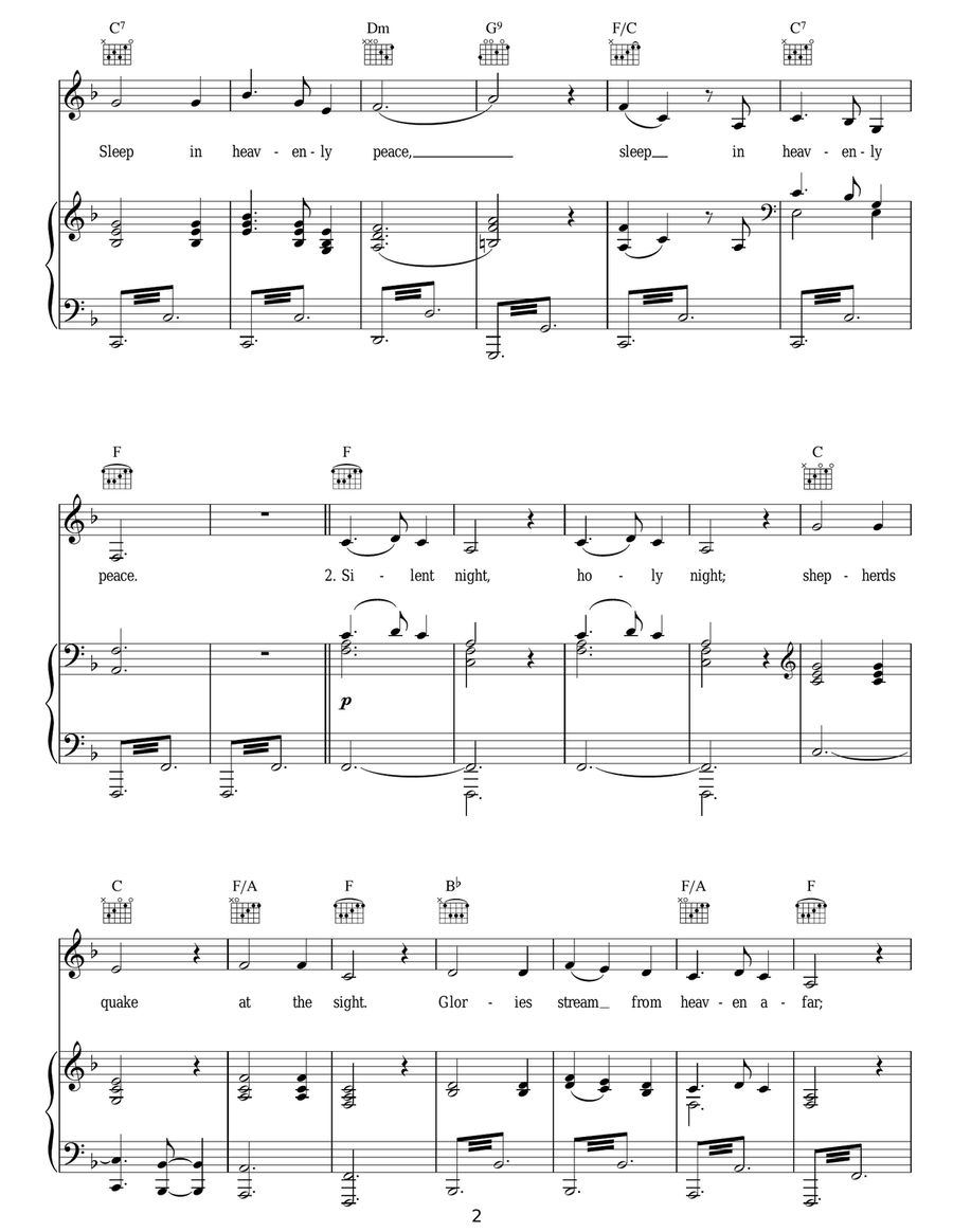 Silent Night Silent Night Piano, Vocal, Guitar scores gallery preview page 2