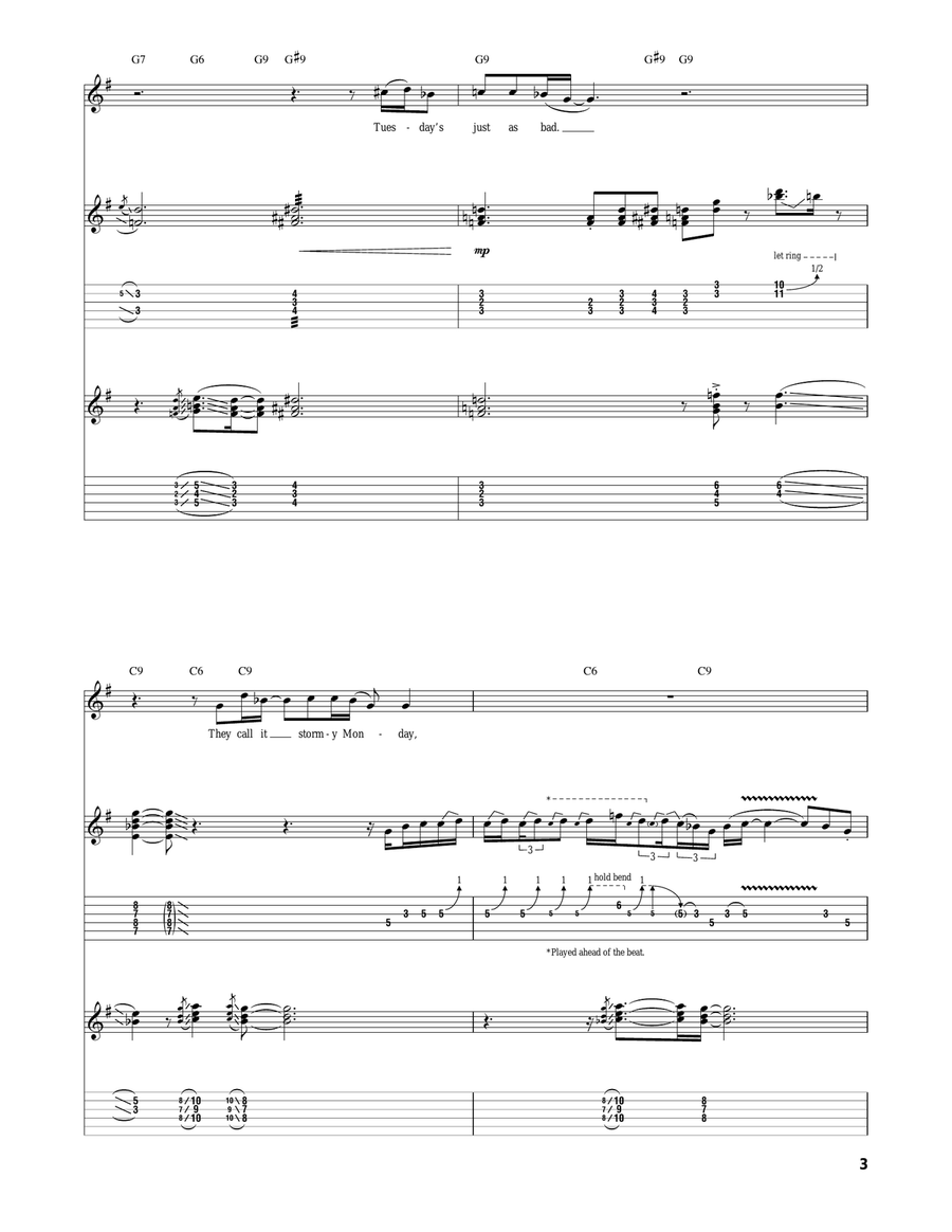 (They Call It) Stormy Monday (Stormy Monday Blues) Acoustic Guitar scores gallery preview page 3