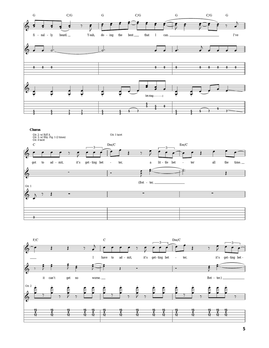 Getting Better Getting Better Acoustic Guitar scores gallery preview page 5