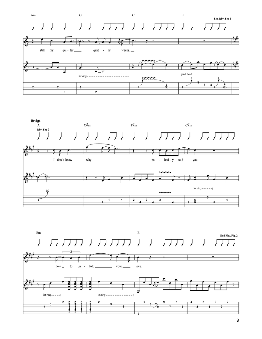 While My Guitar Gently Weeps Acoustic Guitar scores gallery preview page 3