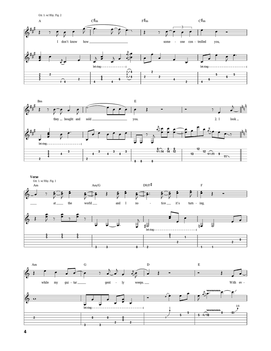 While My Guitar Gently Weeps Acoustic Guitar scores gallery preview page 4