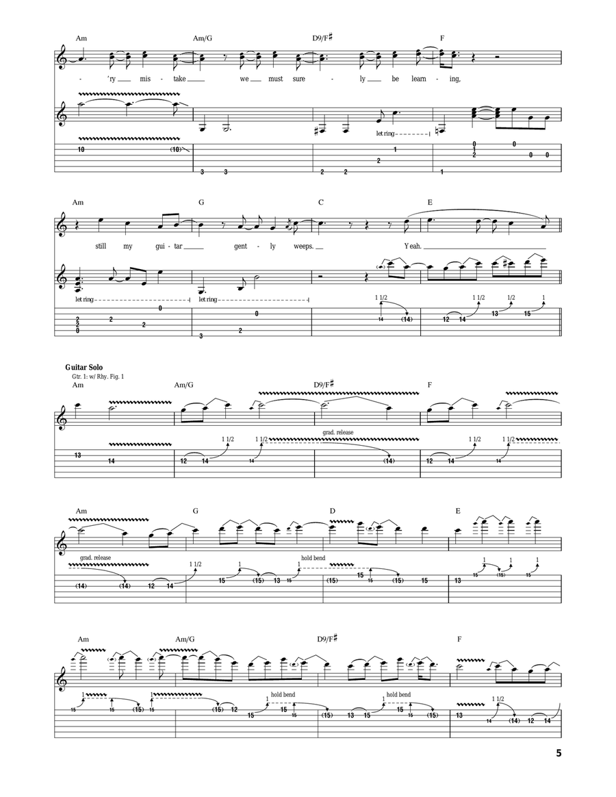 While My Guitar Gently Weeps Acoustic Guitar scores gallery preview page 5
