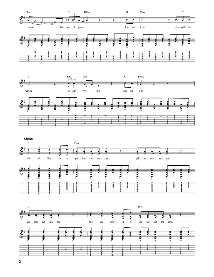 Yellow Submarine Yellow Submarine Acoustic Guitar scores gallery preview page 2