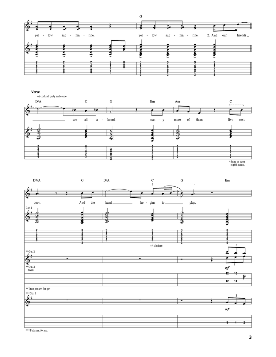 Yellow Submarine Yellow Submarine Acoustic Guitar scores gallery preview page 3