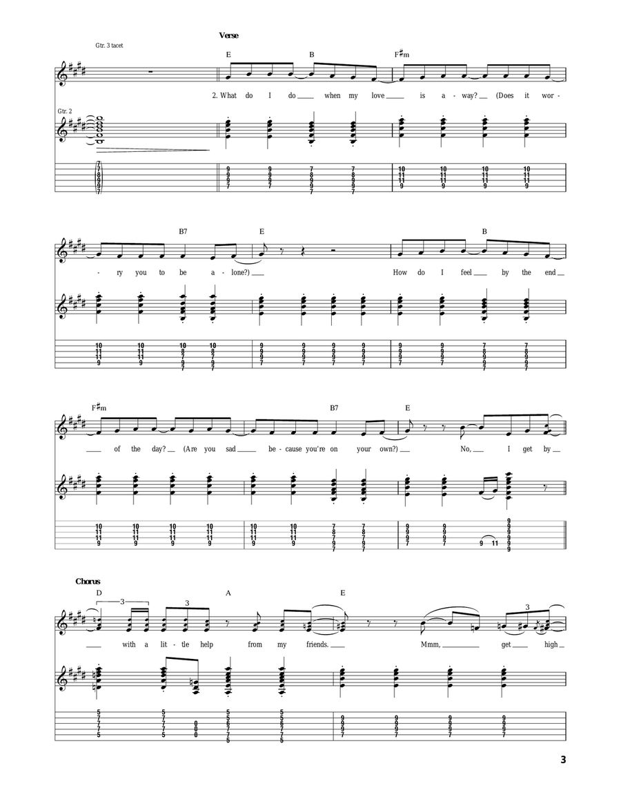 With A Little Help From My Friends Acoustic Guitar scores gallery preview page 3