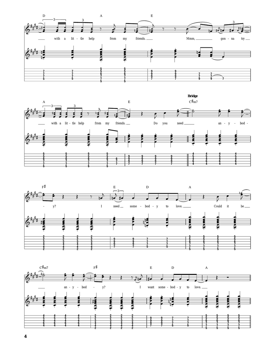 With A Little Help From My Friends Acoustic Guitar scores gallery preview page 4