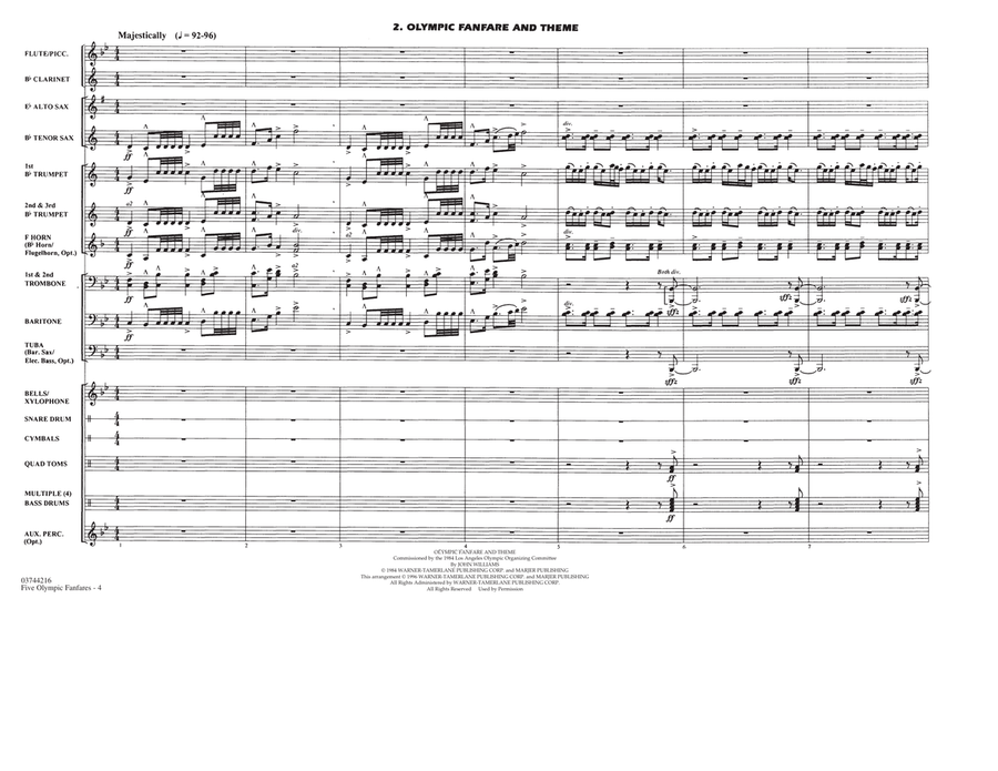 Five Olympic Fanfares - Full Score Marching Band scores gallery preview page 4