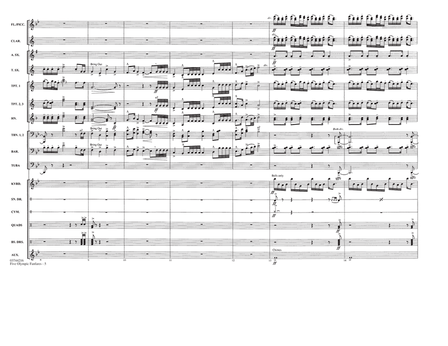 Five Olympic Fanfares - Full Score Marching Band scores gallery preview page 5