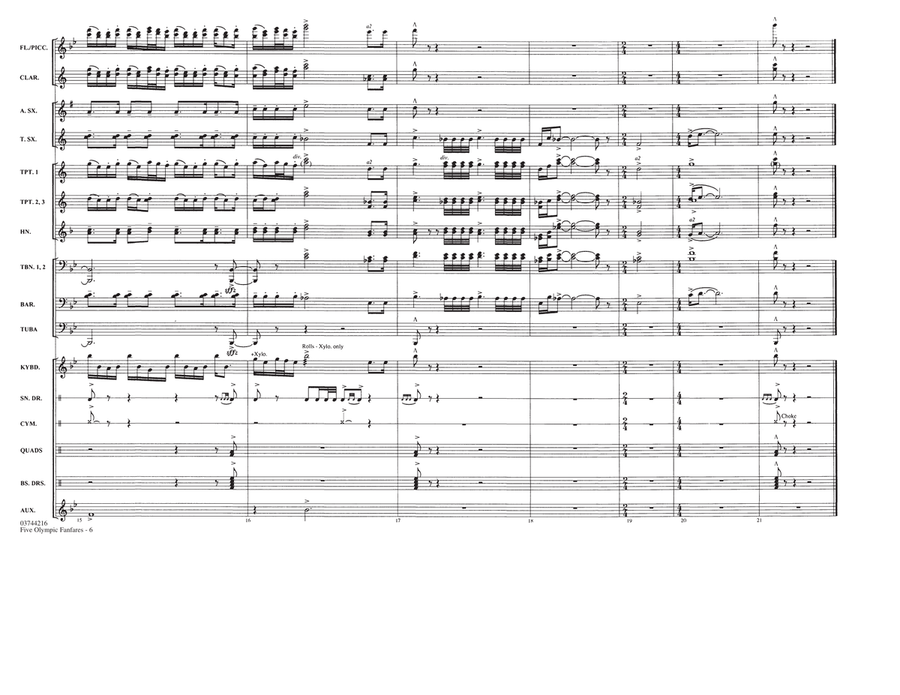 Five Olympic Fanfares - Full Score Marching Band scores gallery preview page 6